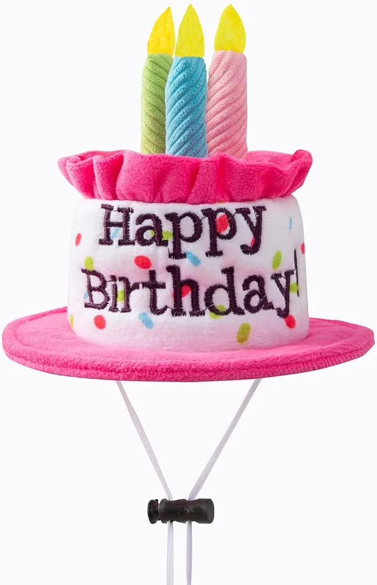 Extra Large Dog Cake Hat & Bandana Scarfs Set - Pink, Happy Birthday Hat with Candles, Large Dog Party Supplies