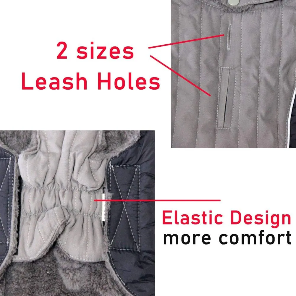 Fleece Dog Hoodie for Medium Dogs Super Warm Doggie Jacket for Cold Winter Dog Coats,Grey L