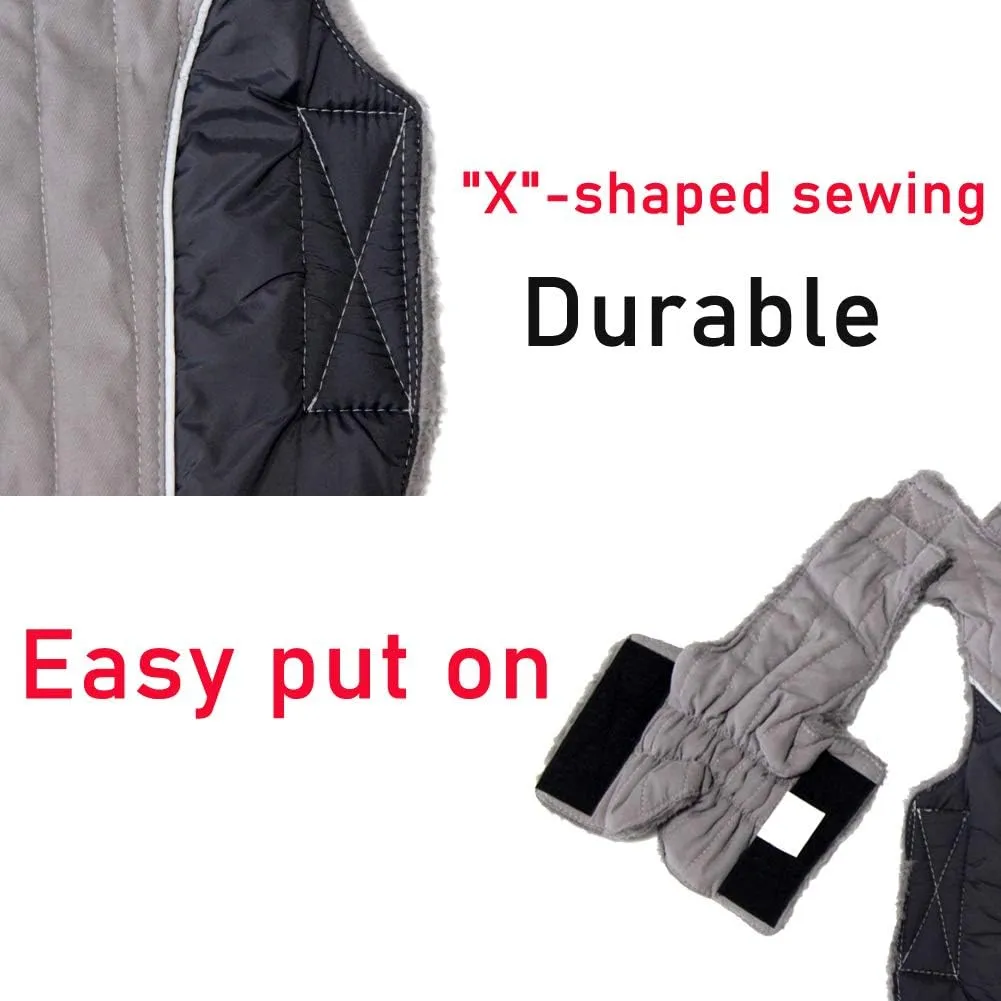 Fleece Dog Hoodie for Medium Dogs Super Warm Doggie Jacket for Cold Winter Dog Coats,Grey L