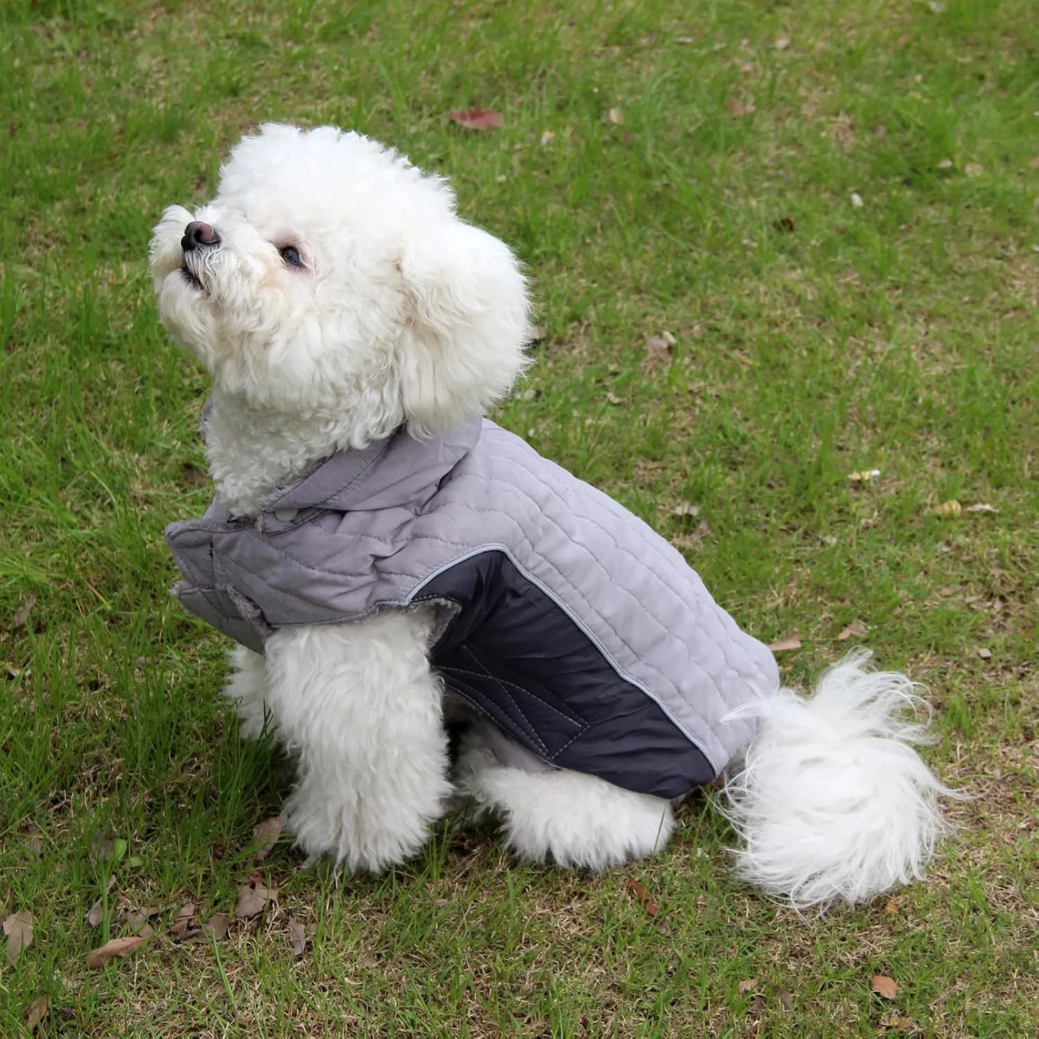 Fleece Dog Hoodie for Medium Dogs Super Warm Doggie Jacket for Cold Winter Dog Coats,Grey L