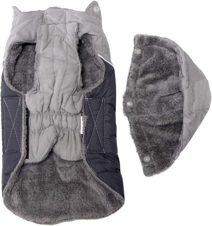 Fleece Dog Hoodie for Medium Dogs Super Warm Doggie Jacket for Cold Winter Dog Coats,Grey L