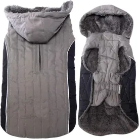 Fleece Dog Hoodie for Medium Dogs Super Warm Doggie Jacket for Cold Winter Dog Coats,Grey L