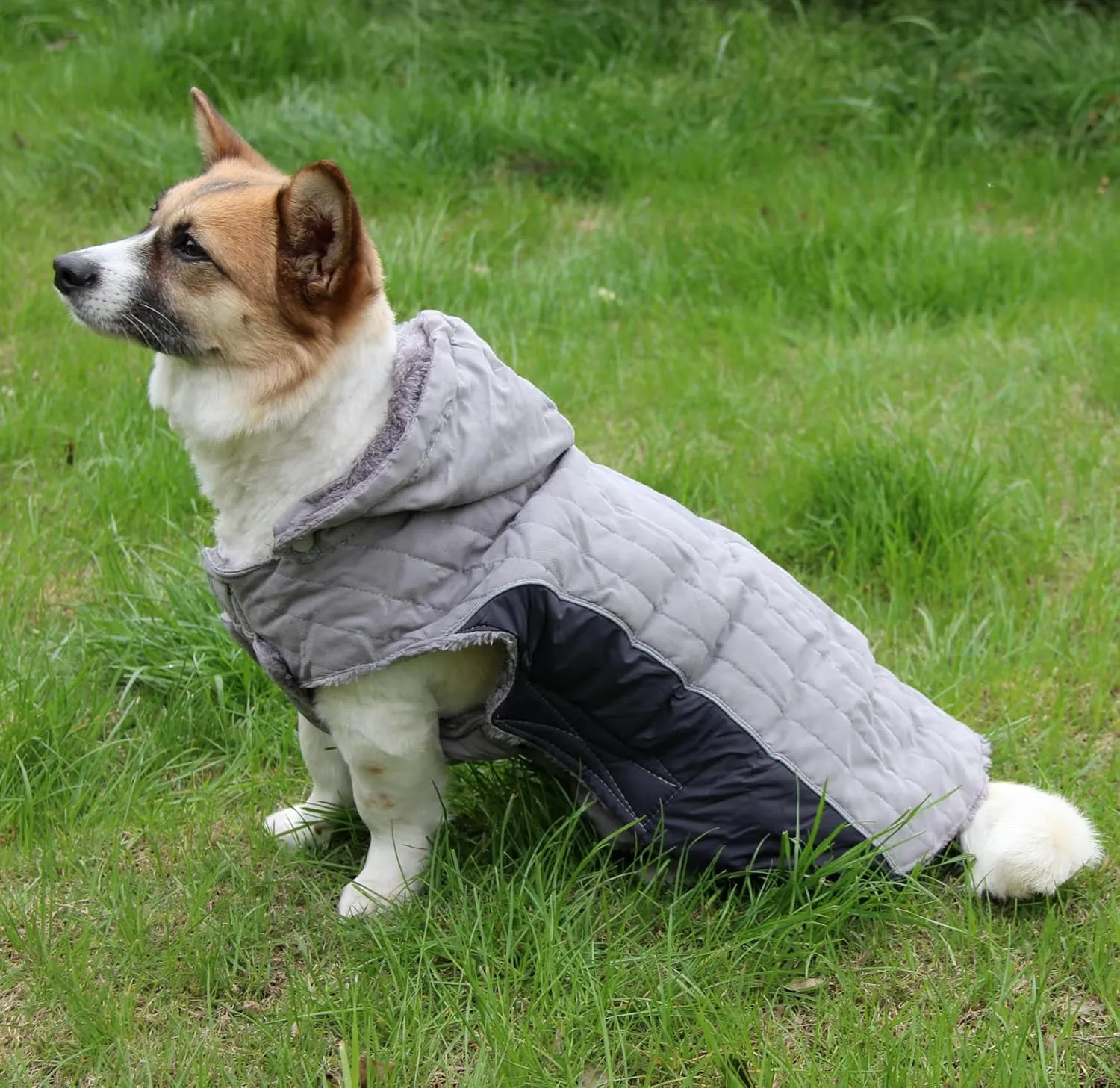 Fleece Dog Hoodie for Medium Dogs Super Warm Doggie Jacket for Cold Winter Dog Coats,Grey L