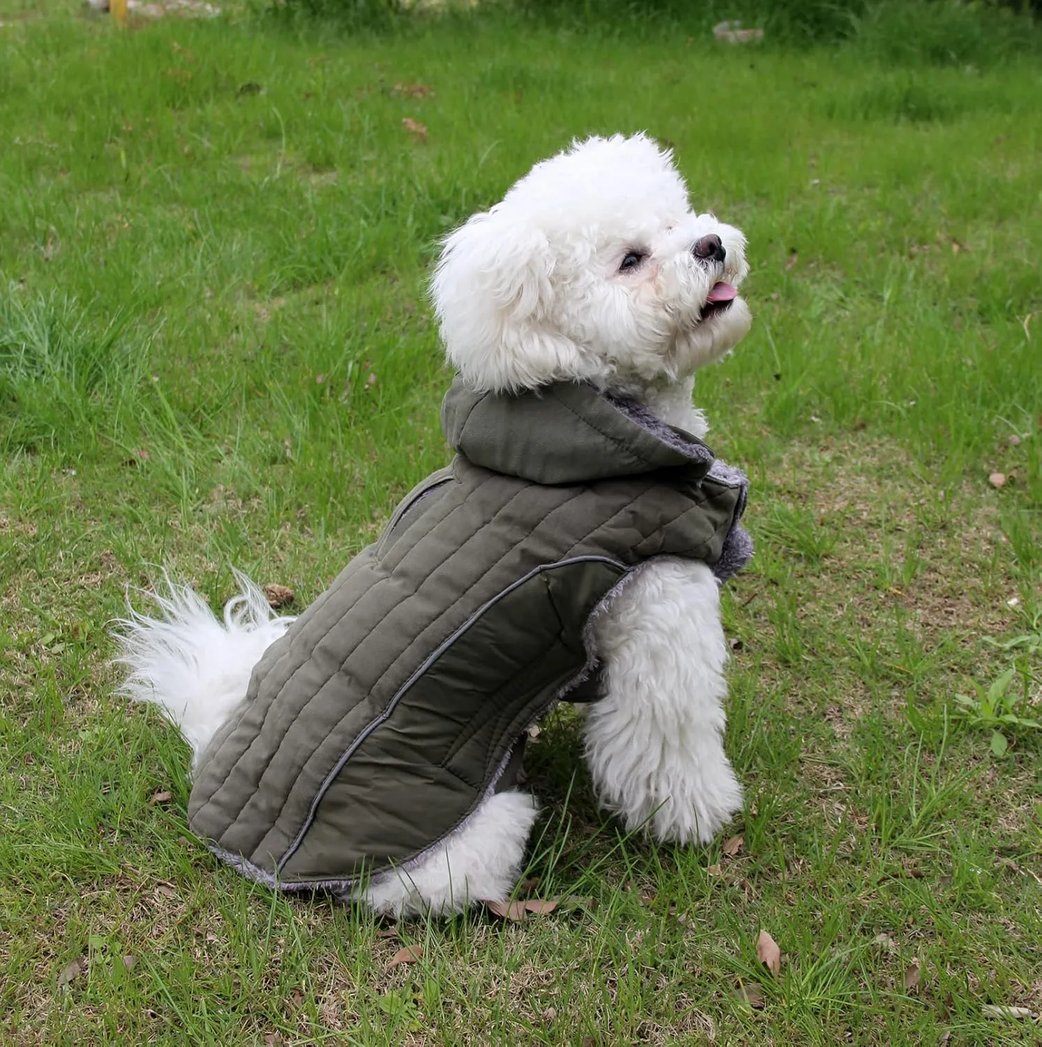 Fleece Dog Hoodie for Small Dogs Super Warm Puppy Jacket for Cold Winter Dog Coats,Green XS