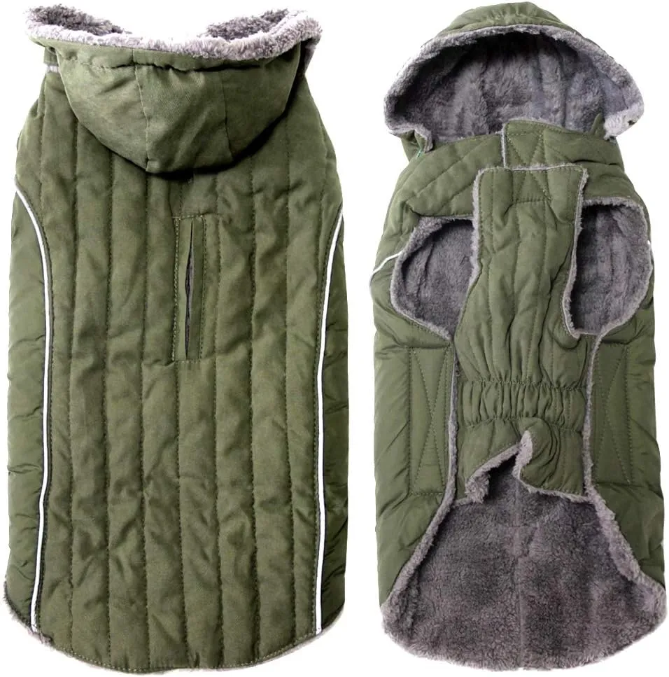 Fleece Dog Hoodie for Small Dogs Super Warm Puppy Jacket for Cold Winter Dog Coats,Green XS