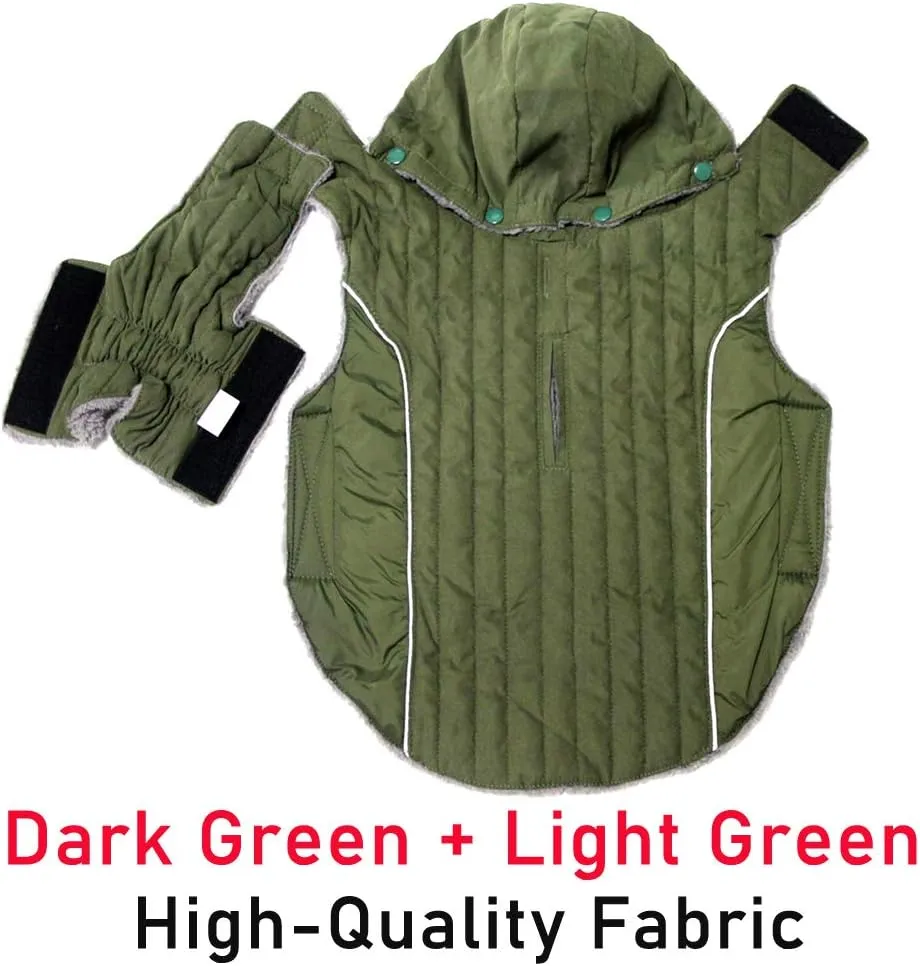 Fleece Dog Hoodie for Small Dogs Super Warm Puppy Jacket for Cold Winter Dog Coats,Green XS