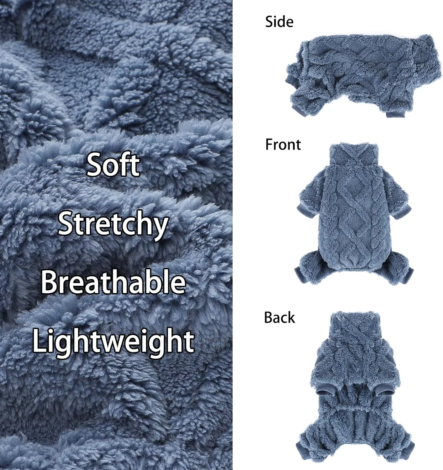 Fleece Dog Turtleneck Sweater - Warm Winter Onesies for Small Dogs, Girls & Boys, Puppy Jumpsuits & Pajamas