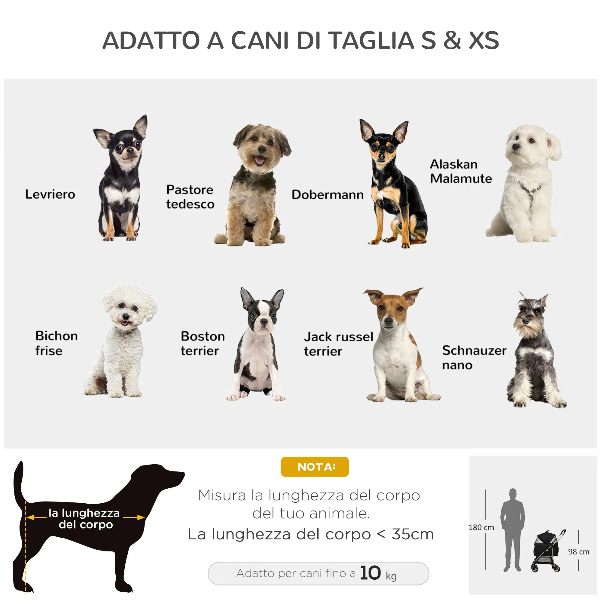 Foldable Dog Stroller with Removable Carrier and Canopy, 82x49. 5x98cm, Black
