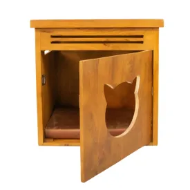 FurryLiving Meraki Cabinet with Cushion for Small Dogs and Cats (Honey/ Brown Cushion)