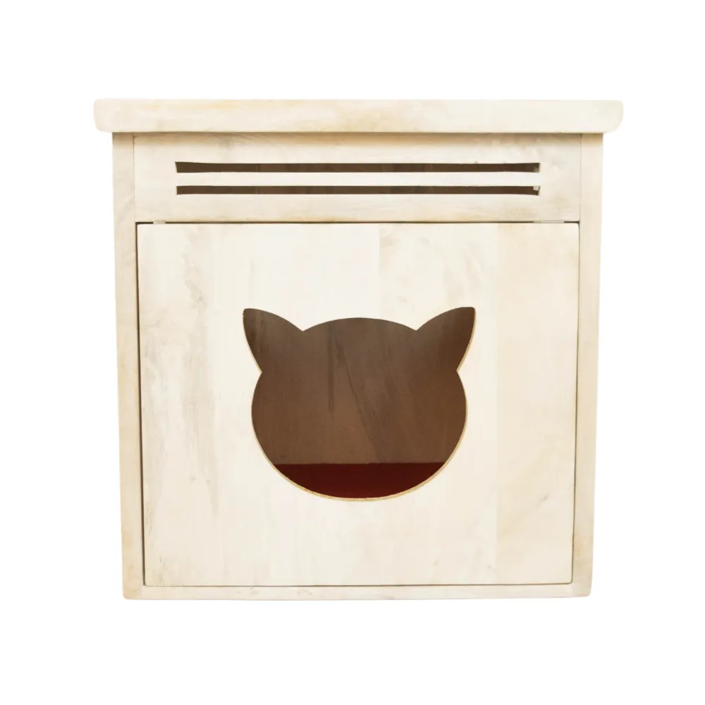 FurryLiving Meraki Cabinet with Cushion for Small Dogs and Cats (Oak/Brown Cushion)