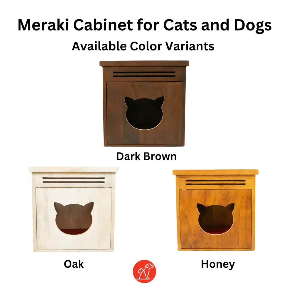 FurryLiving Meraki Cabinet with Cushion for Small Dogs and Cats (Oak/Brown Cushion)