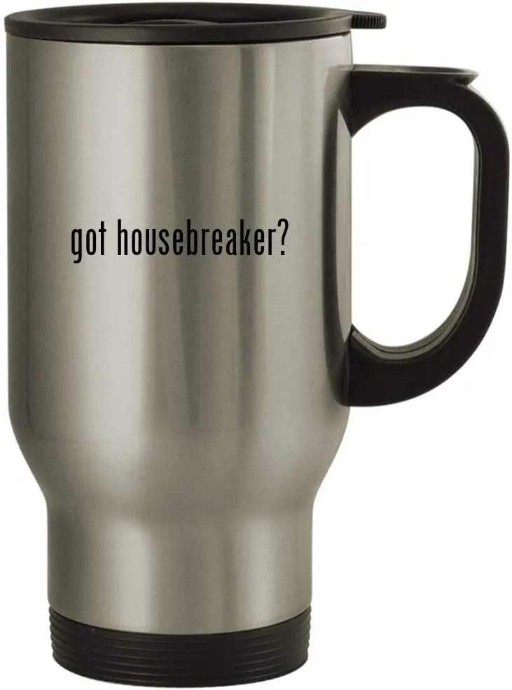 got housebreaker? - 14oz Stainless Steel Travel Mug, Silver
