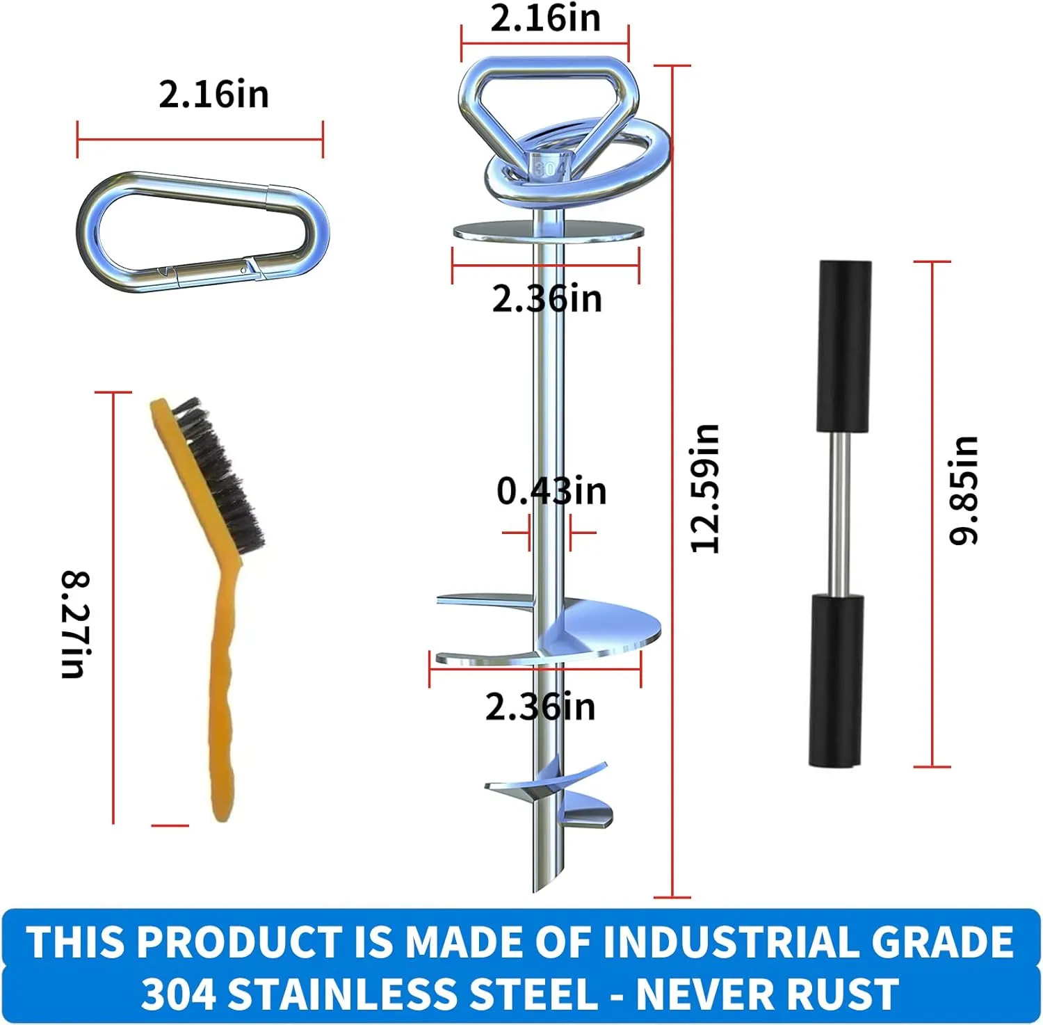 Heavy Duty Quality Dog Stake-Dog Tie Out Stake, Dog Stake Allows Dogs Up to 200 lbs, Dog Stakes for Outside Beach,Camping, Yard, 360 Swivel Dog Anchor | Use for Any Dog Tie Out Cable