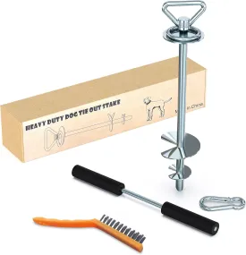 Heavy Duty Quality Dog Stake-Dog Tie Out Stake, Dog Stake Allows Dogs Up to 200 lbs, Dog Stakes for Outside Beach,Camping, Yard, 360 Swivel Dog Anchor | Use for Any Dog Tie Out Cable