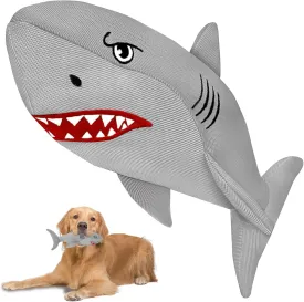 Heavy-Duty Shark Dog Toy for Large Dogs - Tough Crinkle Toy with Hidden Ball - Durable Plush Chew Toy for Aggressive Chewers(Charcoal Medium)