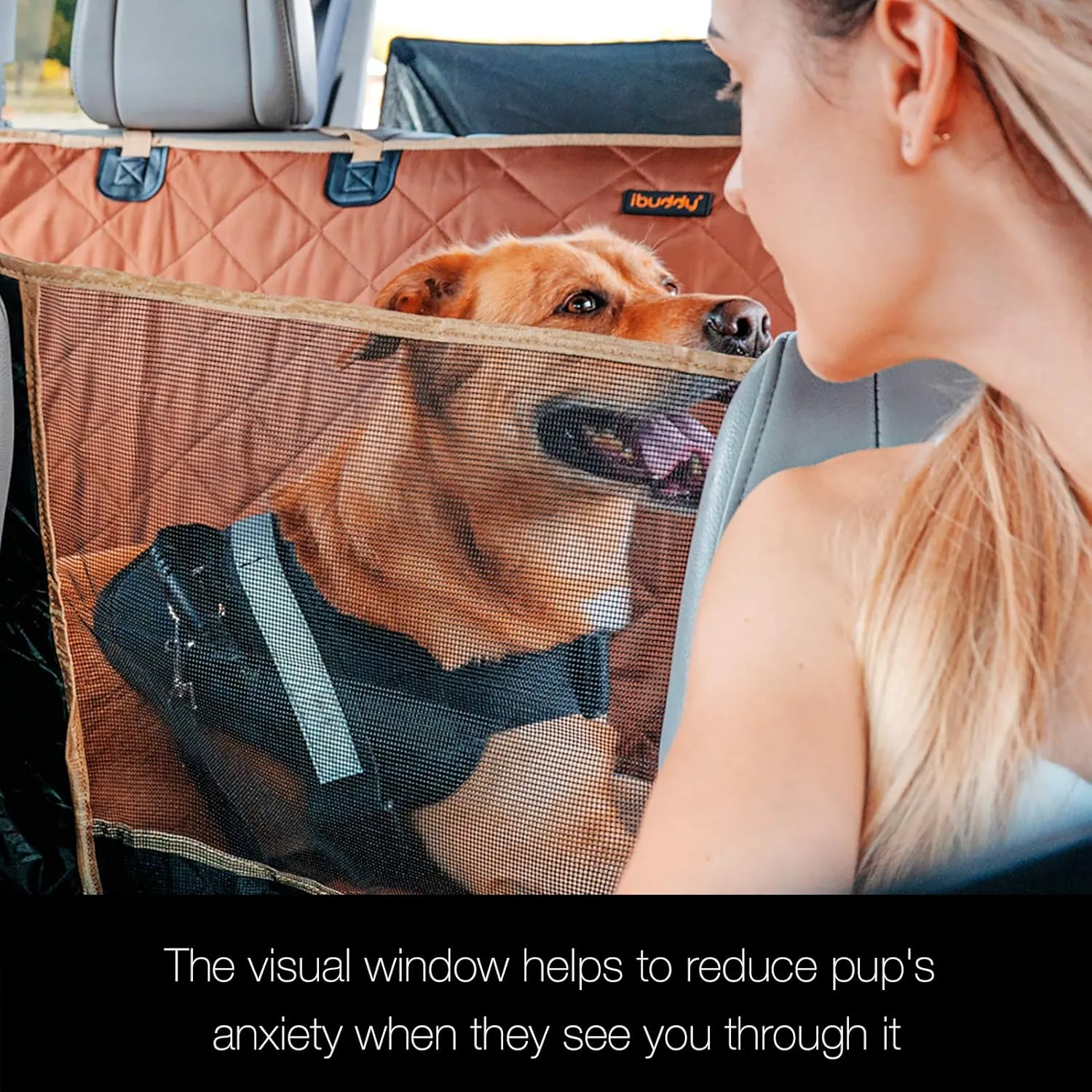 iBuddy Dog Seat Cover for SUV and Small Truck, Waterproof Car Hammock Heavy Duty Back Seat Cover for Dog with Mesh Window Durable Scratchproof Pet Car Seat Protector for Rav4 CR-V Jeeps
