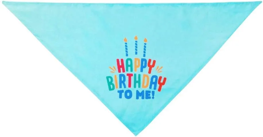 Large Dog Birthday Cake Hat & Bandana Scarfs Set Blue, Handmade Dog Happy Birthday Hat with Colorful Candles, Extral Large Dog Birthday Party Supplies Decorations