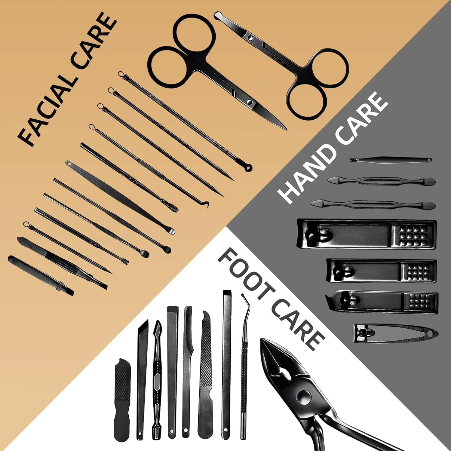 Manicure Set 30 in 1 Nail Clipper Set,RedFlow Nail Clippers,Fingernail & Toenail Clippers,Manicure Tools,Pedicure Tools,Suitable for Travel Manicure Kit (A-Black)