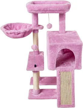 MIAO PAW Pink Cute Cat Tree Tower for Indoor Cats Condo with Sisal Scratching Posts Jump Platform Furniture Activity Center Play House Bed