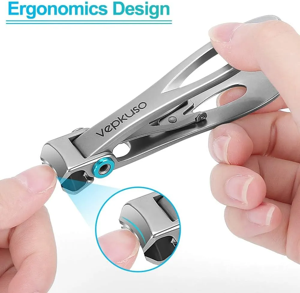 Nail Clippers for Men  Vepkuso Toenail Clippers for Thick Toenails for Seniors Wide Jaw Large Professional Fingernail Clippers Cutter Set for Tough Nails, Women, Adult
