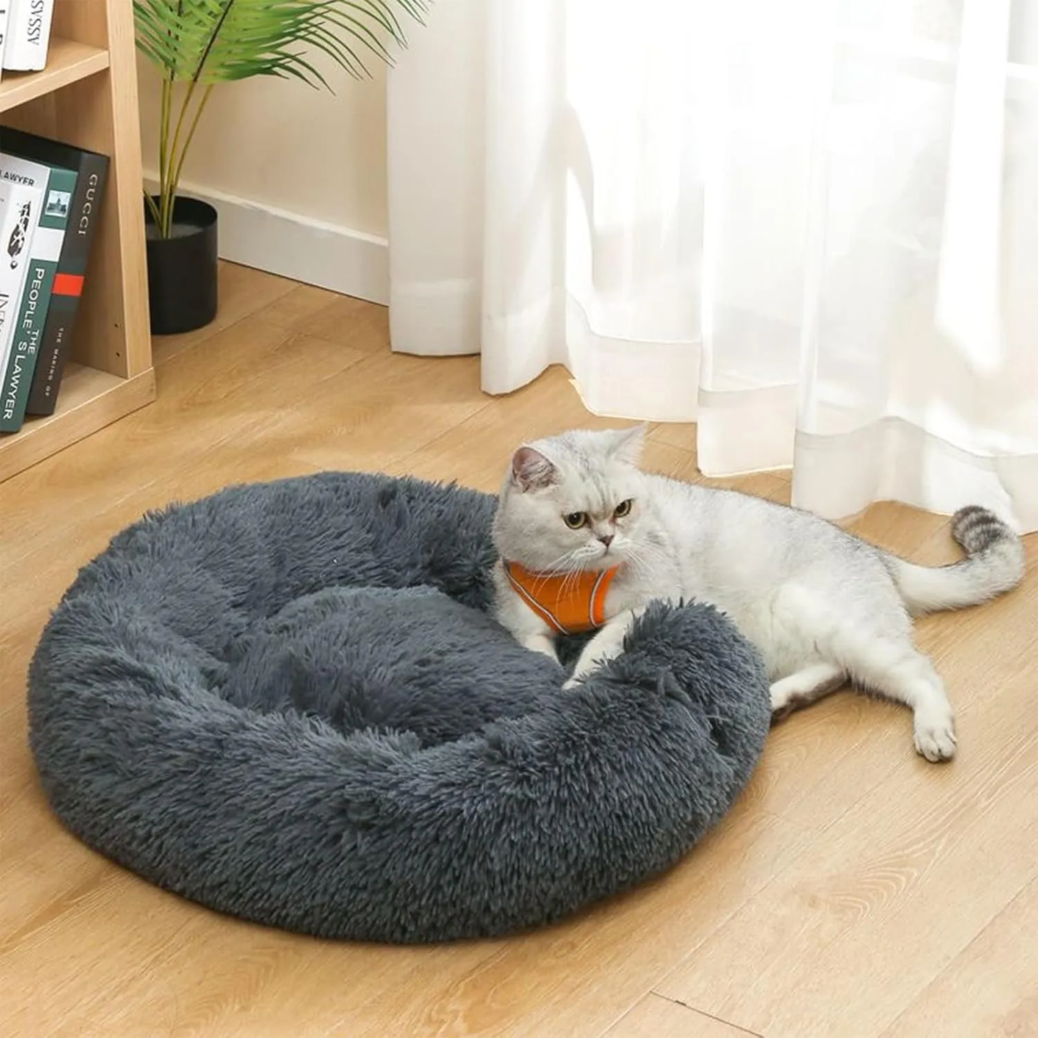Nisrada Dog Bed for Small Medium Large Dogs, 24 inch Calming Dogs Bed, Washable-Round Cozy Soft Pet Bed for Puppy and Kitten with Slip-Resistant Bottom