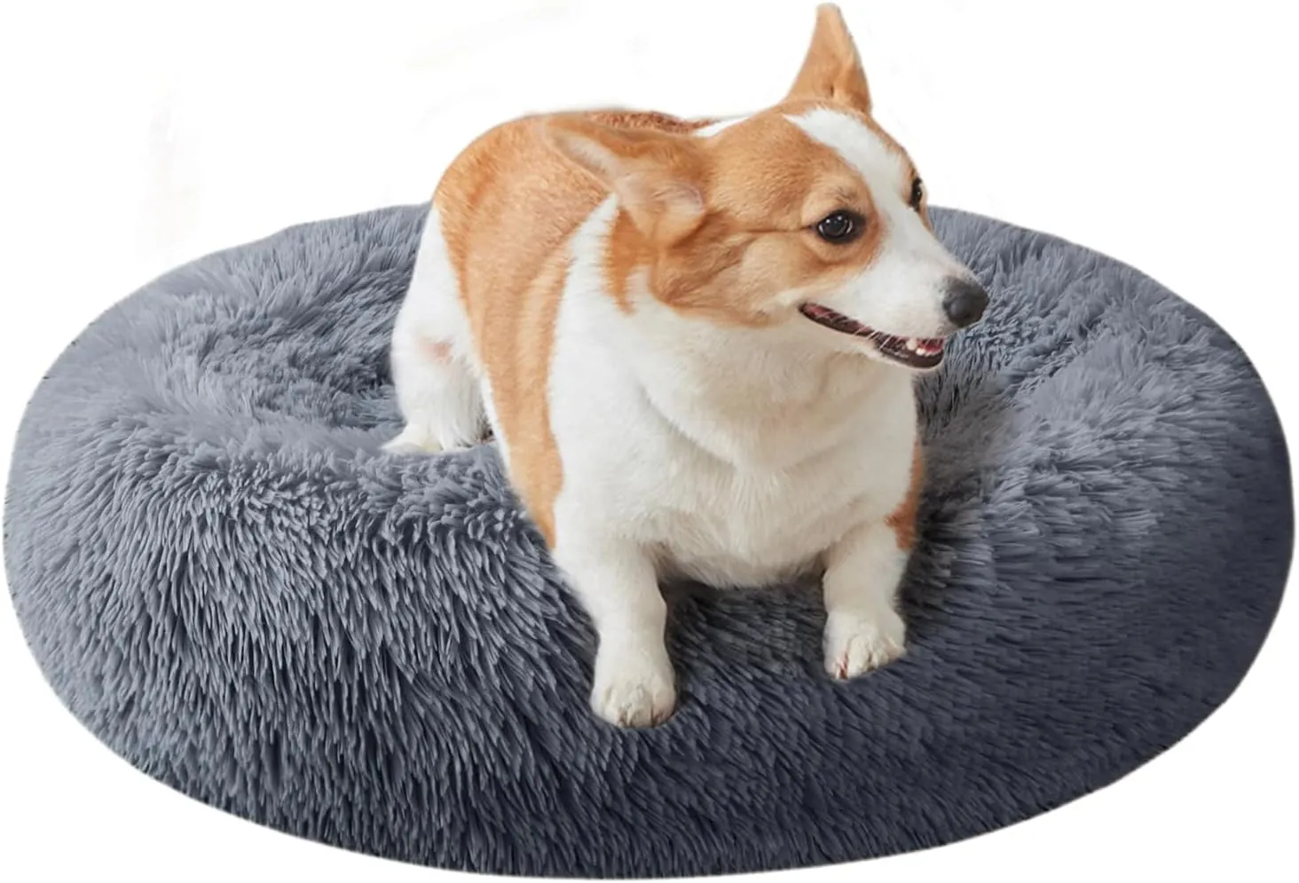 Nisrada Dog Bed for Small Medium Large Dogs, 24 inch Calming Dogs Bed, Washable-Round Cozy Soft Pet Bed for Puppy and Kitten with Slip-Resistant Bottom