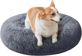 Nisrada Dog Bed for Small Medium Large Dogs, 24 inch Calming Dogs Bed, Washable-Round Cozy Soft Pet Bed for Puppy and Kitten with Slip-Resistant Bottom
