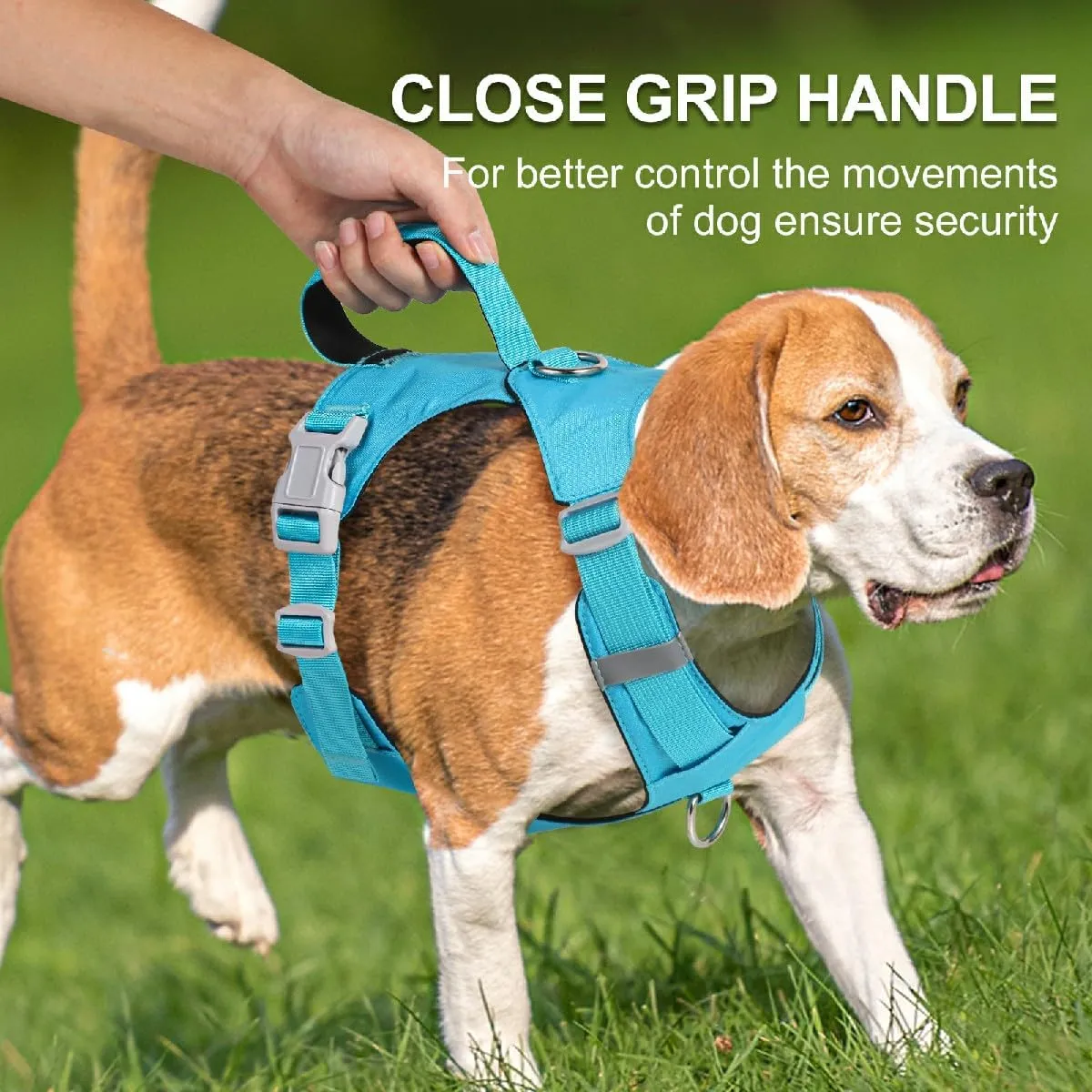No Pull Dog Harness with Handle, Adjustable Soft Pet Vest Harness with Lightweight for Small Medium Large Sized Dog,Blue,M