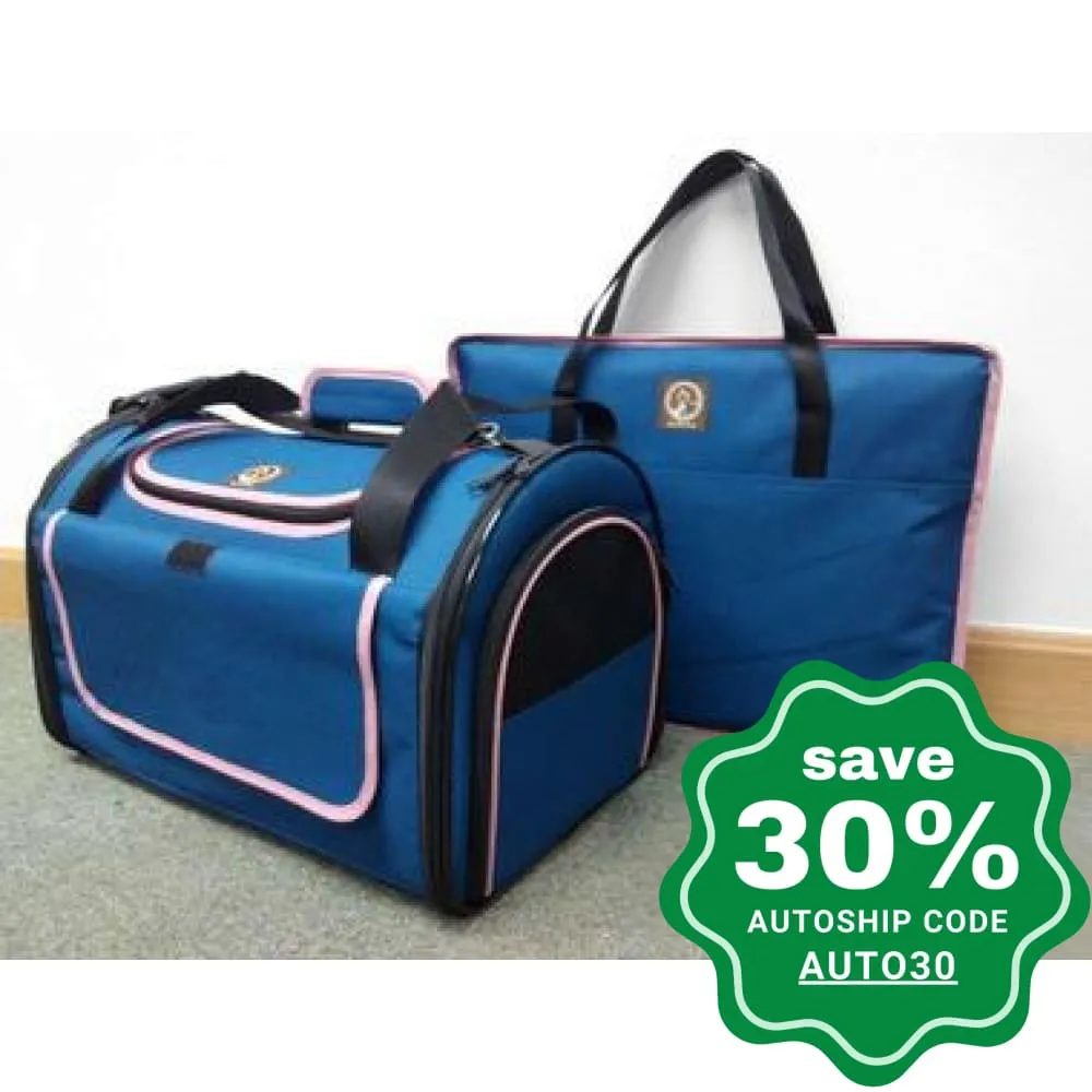 One for Pets - Folding Carrier - Dome - Blue/Pink - 19" x 12.25" x 12.5"(XL)
