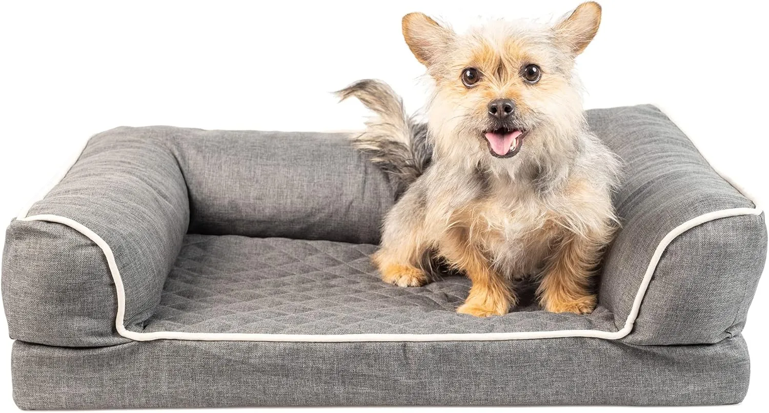 Our Pets Quilted 3 Memory Foam Dog Couch and Beds (Soft & Versatile Washable Dog Bed Cover. Perfect Calming Bed with Nonslip Bottom) Small Beds Size Measure 18" x 24"