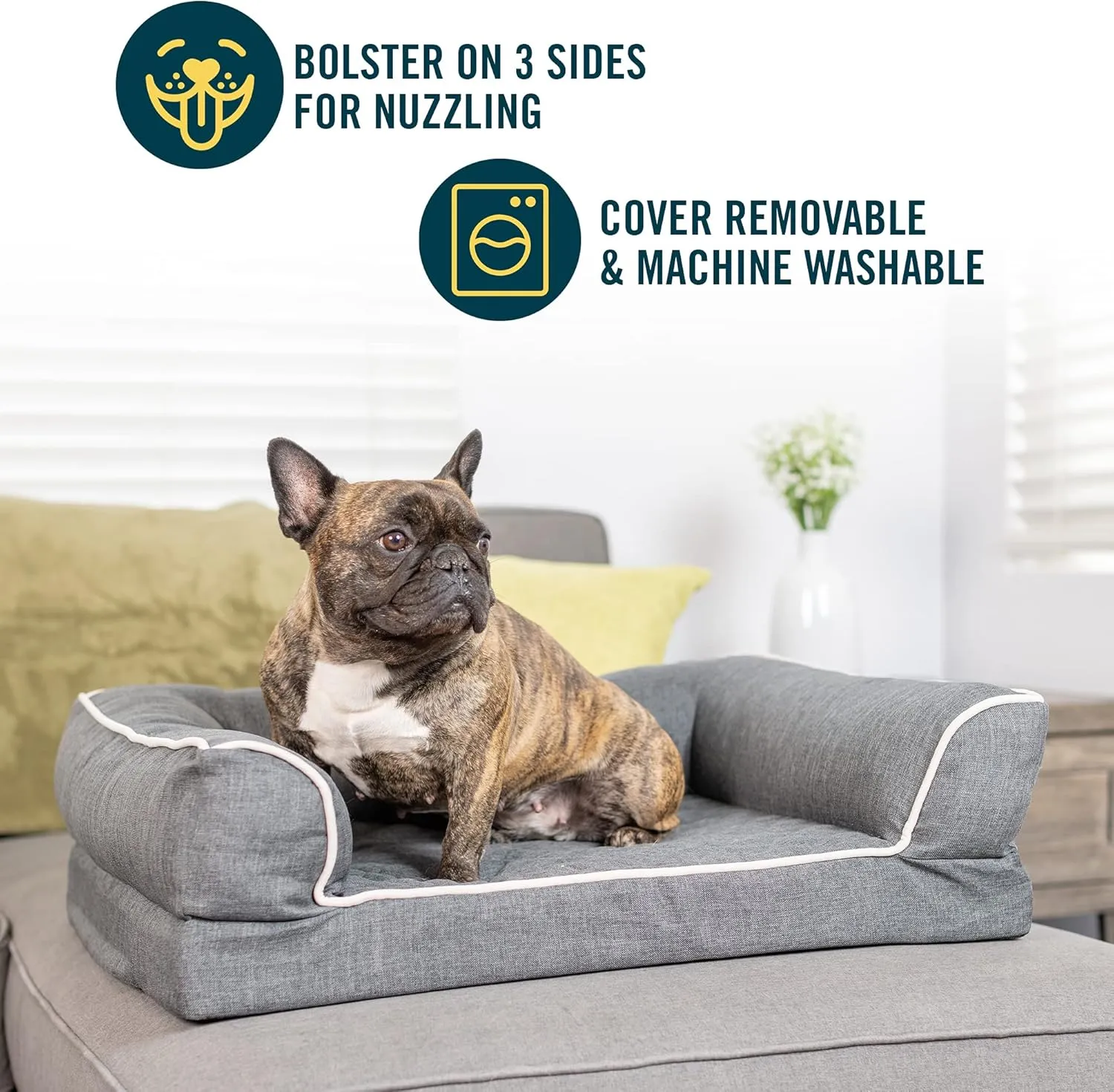 Our Pets Quilted 3 Memory Foam Dog Couch and Beds (Soft & Versatile Washable Dog Bed Cover. Perfect Calming Bed with Nonslip Bottom) Small Beds Size Measure 18" x 24"