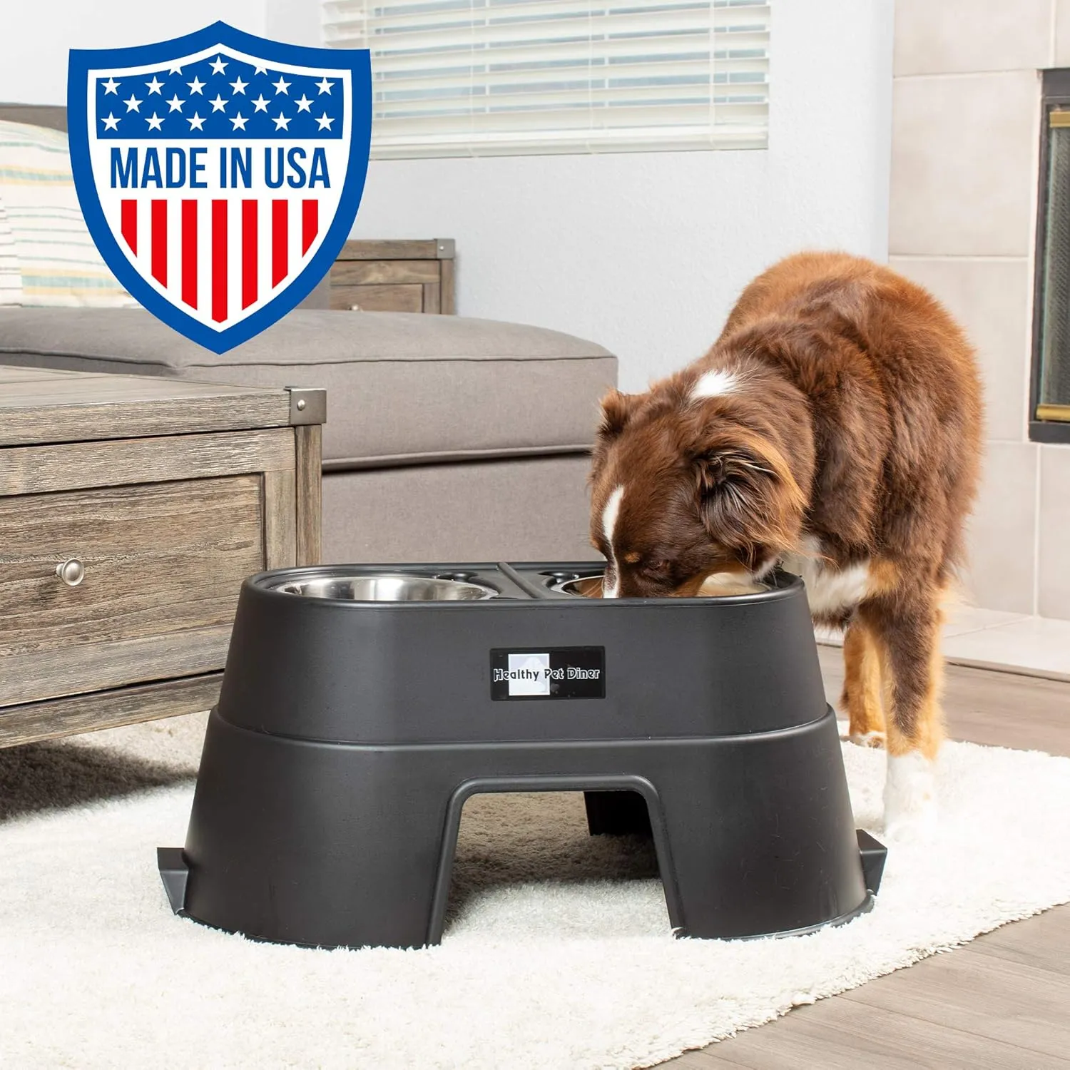 OurPets Comfort Diner Elevated Dog Food Dish (Bowls Available in 4", 8 inches and 12 inches for Large ; Medium and Small Dogs); Black; 12-inch