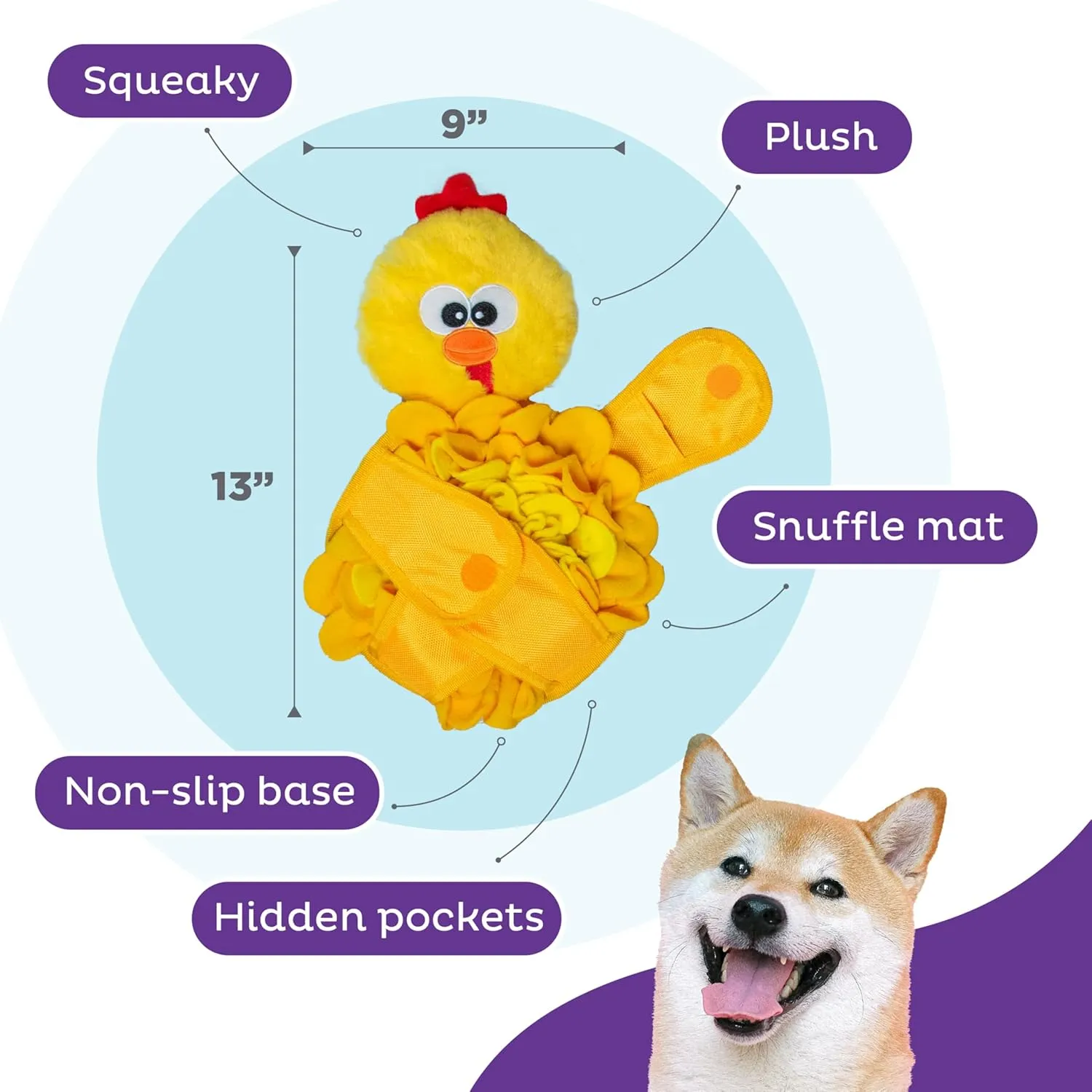 Outward Hound by Nina Ottosson Snuffle Palz Plush Snuffle Mat Dog Treat Puzzle, Non-Slip, Yellow, Chicken