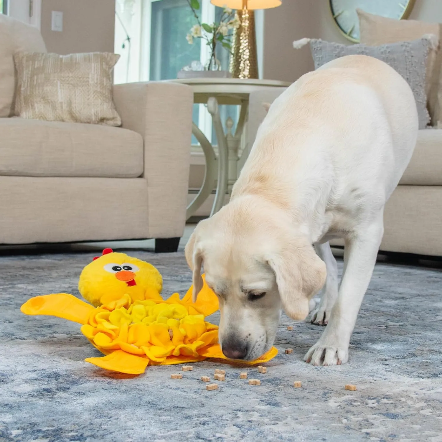 Outward Hound by Nina Ottosson Snuffle Palz Plush Snuffle Mat Dog Treat Puzzle, Non-Slip, Yellow, Chicken