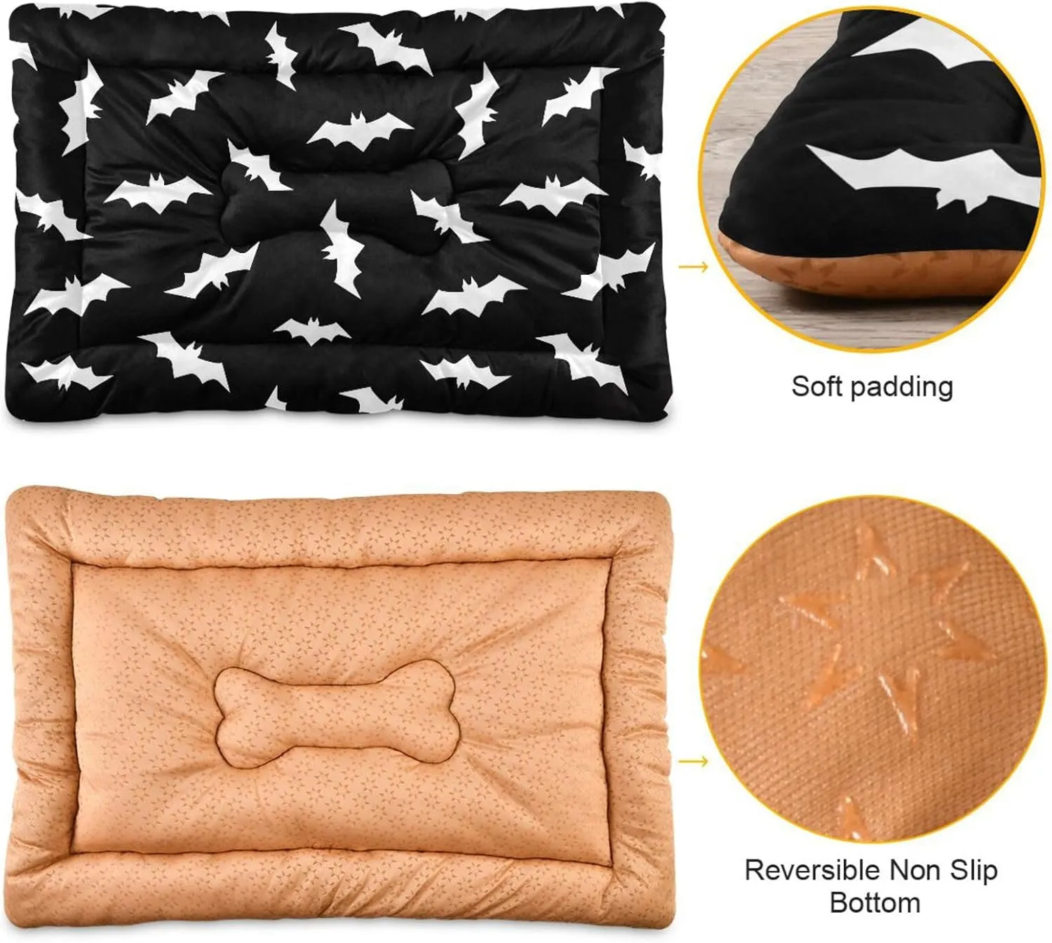 Pet Bed Halloween Bats Dog Bed Mat Absorbing Non Slip Pad Pet Sleeping Mat for Small, Medium, and Large Dogs Puppy Cat 36 in x 24 in