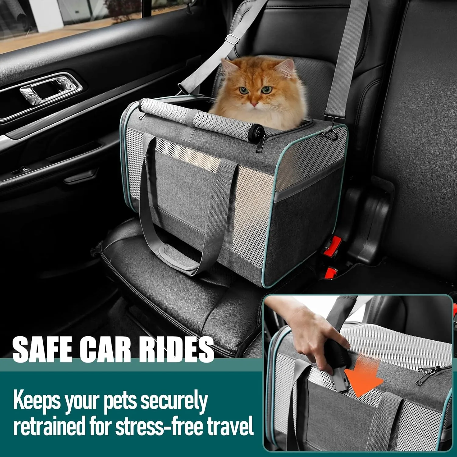 Pet Carrier for Large Cats 20 lbs  / Soft Sided Small Dog Travel Carriers Top Load/Collapsible Carrier Bag for Big Cat / 2 Kittens Sturdy Transport Carriers Long Trips/Medium Cats 15 pounds