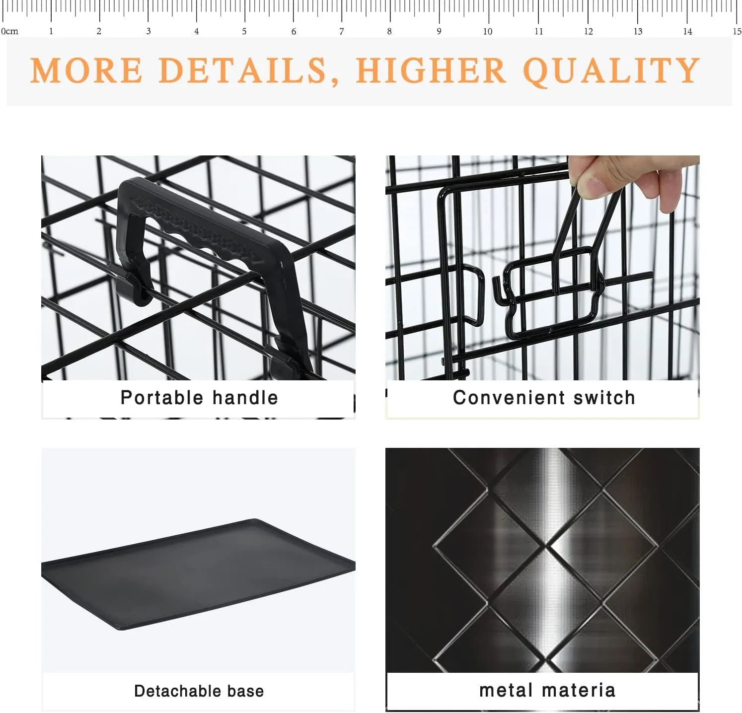 Pet Dog Crate, 36 Inches Metal Wire Large Dog Cage Double Door Folding Dog Kennel with Divider Panel, Leak-Proof Plastic Pan, Indoor Outdoor Pet Crates for Small Medium Breed Dogs Animals