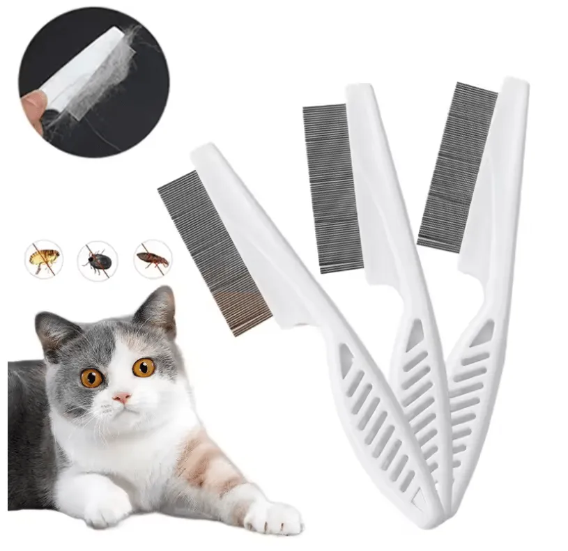 Pet Hair Shedding Comb - Stainless Steel Flea & Grooming Comb for Dogs & Cats