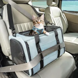 Petsfit Airline Approved Soft-Sided Pet Carrier for Cats & Dogs 18"x11"x11" - Lightweight Collapsible Cat Carrier with Patented Car Buckle, Adjustable Strap - 9 lbs Capacity (Cyan Blue)