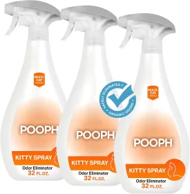 POOPH Kitty Odor Eliminator Spray  32oz Single & 32oz 2-Pack Bundle  Patented, Fragrance-Free, Non-Toxic, Safe for Cats  Use on Furniture, Litter Areas, Bedding & More