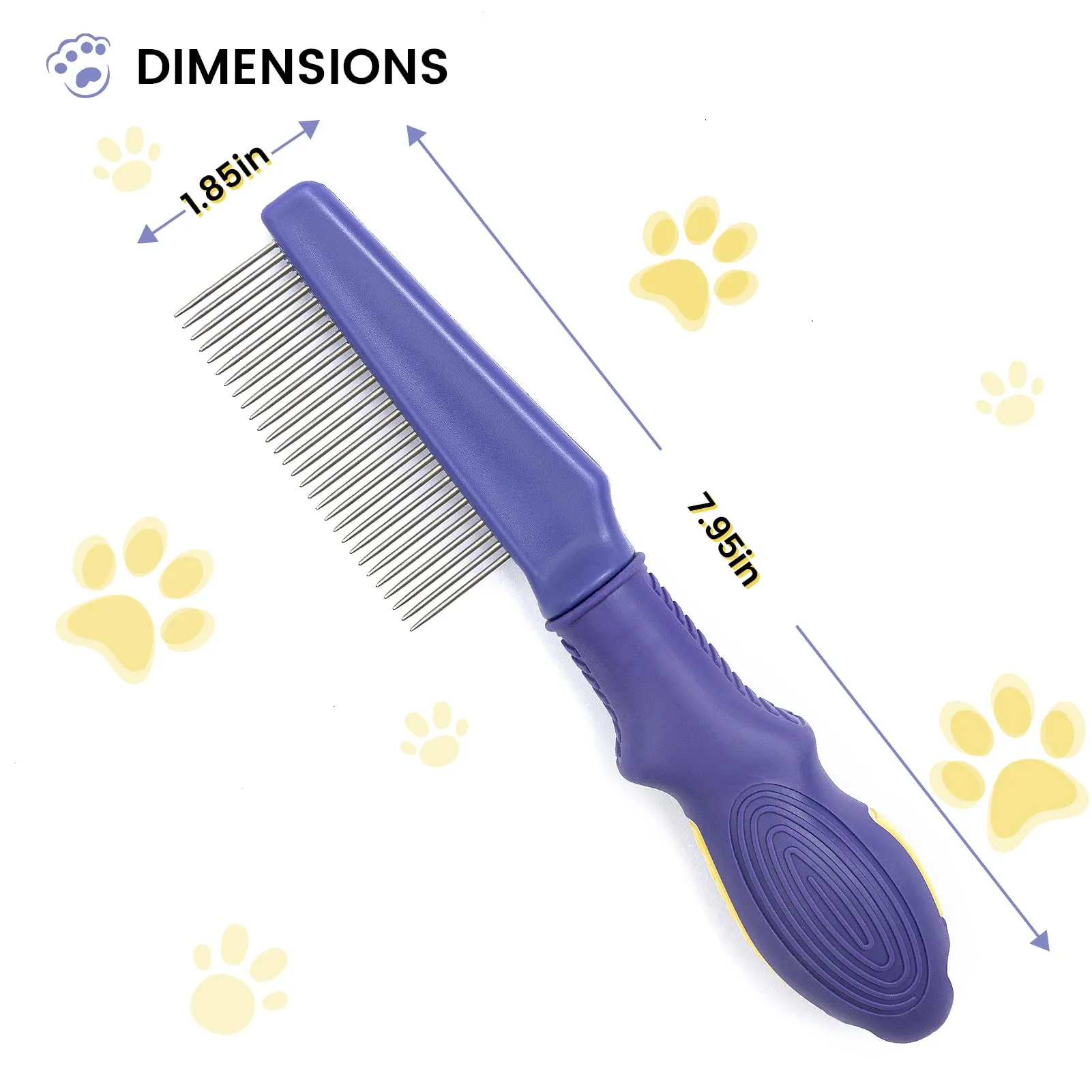 Purple Flea Comb for Cats & Dogs: Stainless Steel, Ergonomic Grip, 7.95" Long