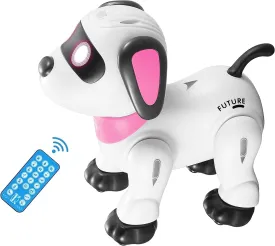 Remote Control Robot Dog Toy  Programmable Smart Robot Dog for Kids 3 , Interactive Dancing & Sound, RC Stunt Robot Toys with LED Eyes, Electronic Pet Toy Dog for Boys & Girls Gifts (Pink)