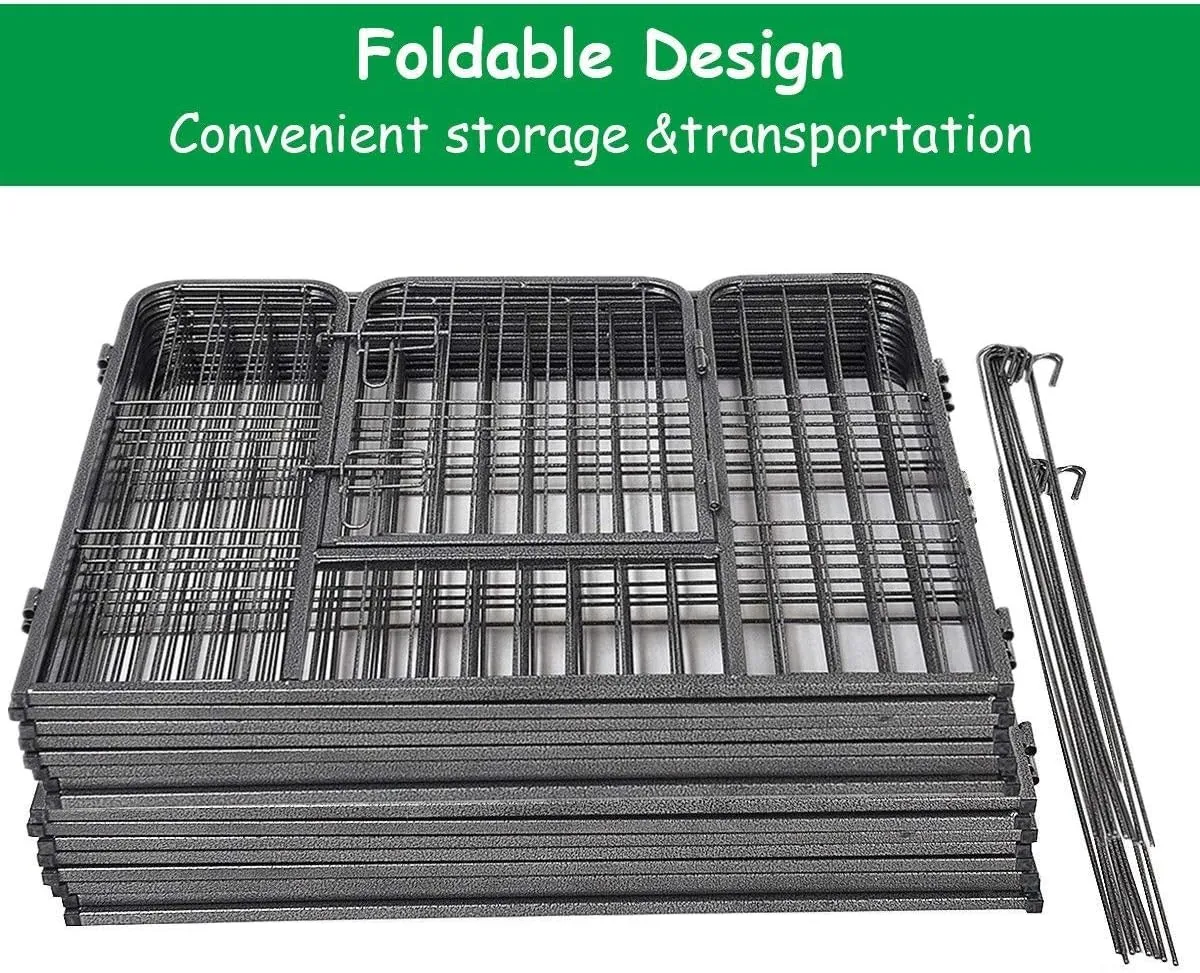 S AFSTAR 16 Panels Metal Dog Playpen, 48" Height Dog Fence Exercise Pen with Doors for Large Medium Small Dogs Rabbits Cats, Foldable Pet Puppy Playpen for Indoor & Outdoor RV, Camping, Yard (Black)