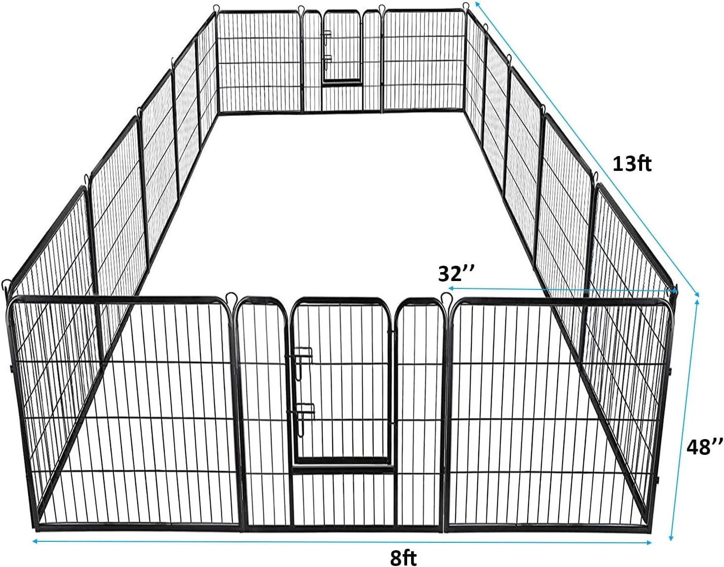 S AFSTAR 16 Panels Metal Dog Playpen, 48" Height Dog Fence Exercise Pen with Doors for Large Medium Small Dogs Rabbits Cats, Foldable Pet Puppy Playpen for Indoor & Outdoor RV, Camping, Yard (Black)