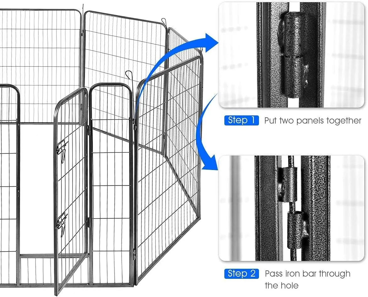 S AFSTAR 16 Panels Metal Dog Playpen, 48" Height Dog Fence Exercise Pen with Doors for Large Medium Small Dogs Rabbits Cats, Foldable Pet Puppy Playpen for Indoor & Outdoor RV, Camping, Yard (Black)