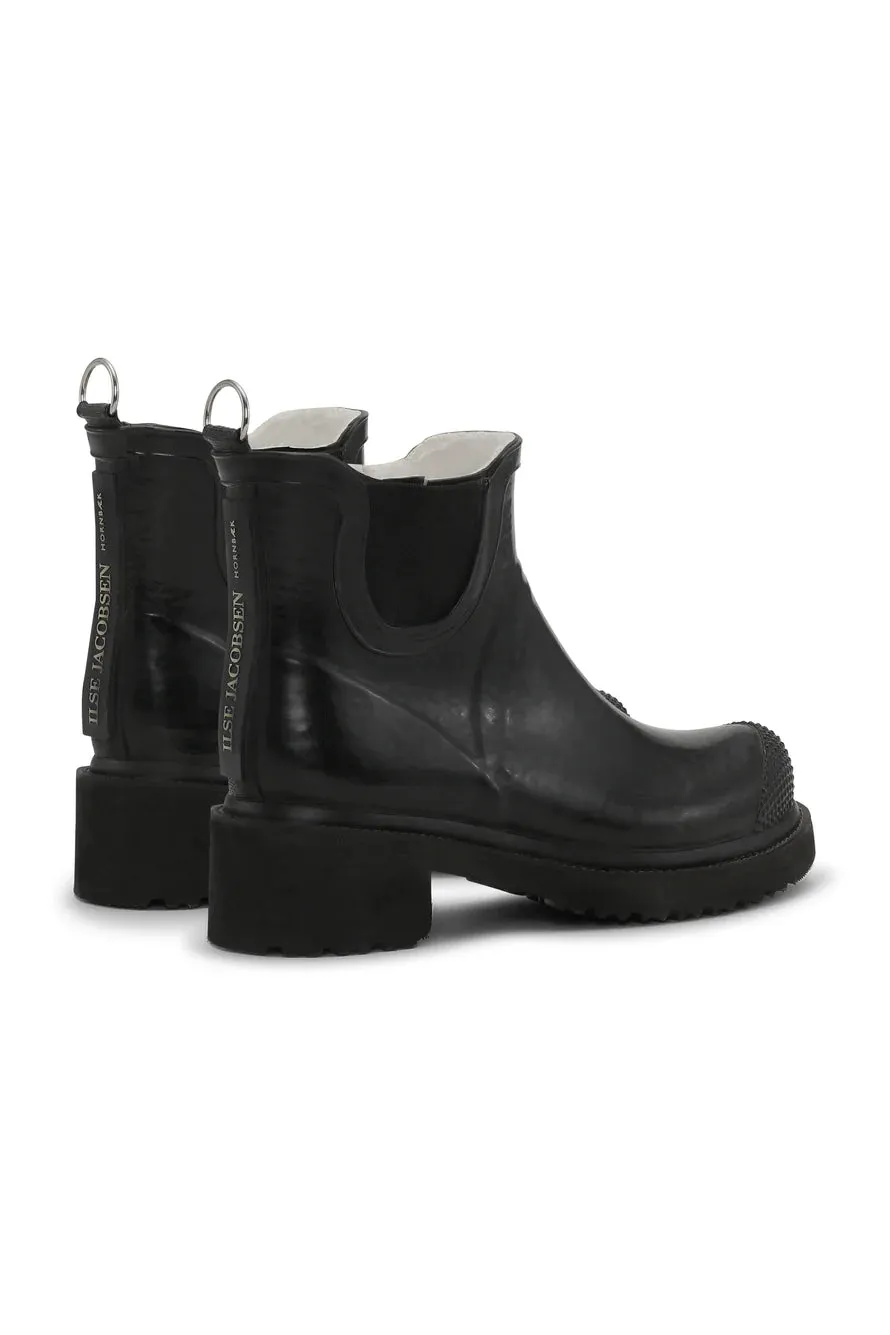 Short Rubber Boots w/ High Heel 47 - Black
