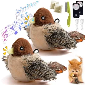 Simulated Flapping Bird Cat Toy, Interactive Bird Cat Toy, 3-Speed Beating Mode Cycle, USB Rechargeable (Chirping Flapping-2)