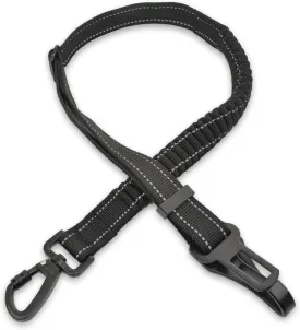 Skruffies Love 3in1 Dog Car Leash Elastic Dog Seat Belt for Car Reflective Bungee Tether Nylon Safety Harness with Buckle & Hook Latch Black
