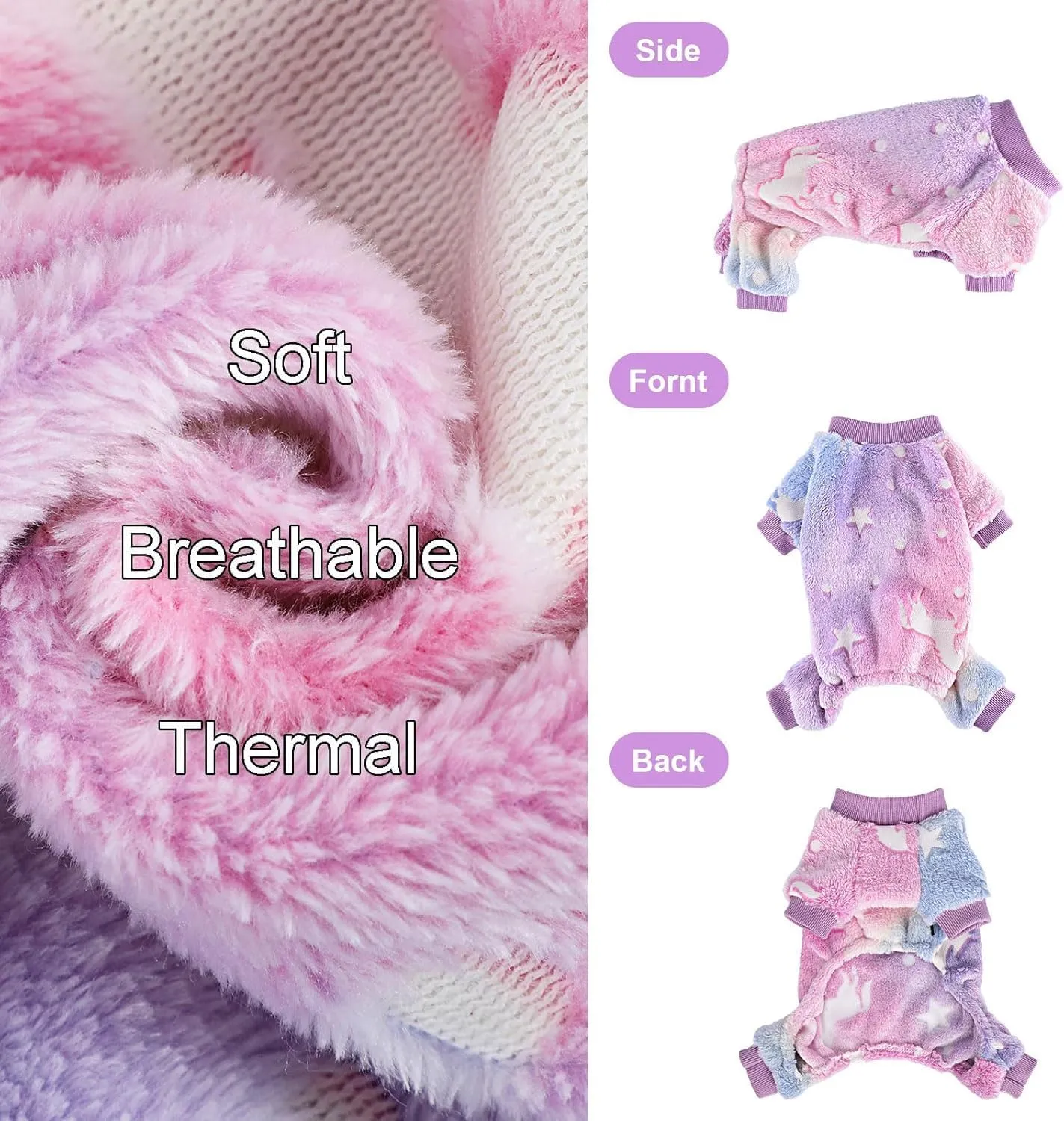 Small Dog Pajamas Pjs Sweater Cute Extra Small Dog Clothes, 4 Legs Puppy Jumpsuit, Warm Winter Fleece Doggie Onesies Pet Apparel Outfits for Chihuahua Yorkie Cat, Pink, XXXS