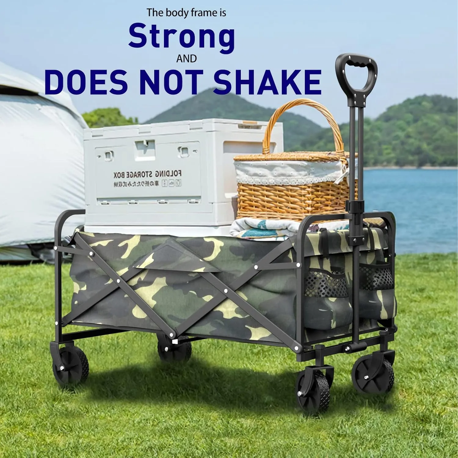 Small Wagon Carts Collapsible/Folding/Foldable/for Apartment/Grocery/Travel/Camping/Shopping/Outdoor/Lightweight & Portable
